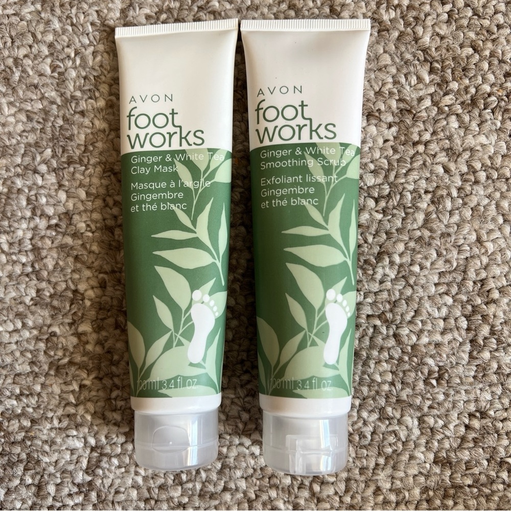 Avon Foot Works Ginger & White Tea Set - Green and White